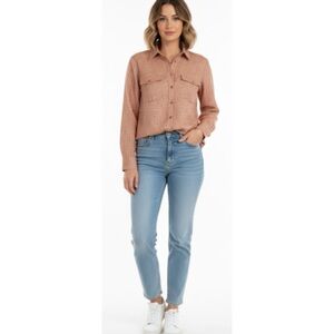 New with Tags Glamorous Burnt Orange Geometric 70s Style Satin Blouse Size 6